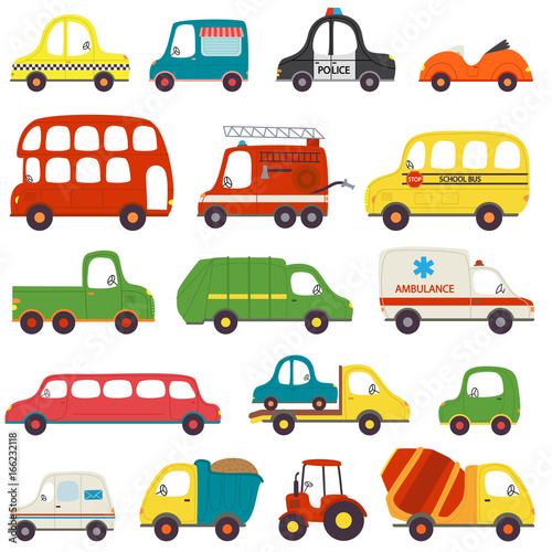 set of isolated transports -  vector illustration  eps  
