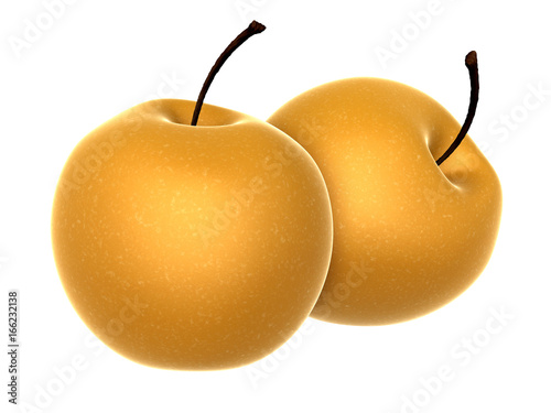 Two Fresh Beige color Asian Pear. Foods and Dishes Series.