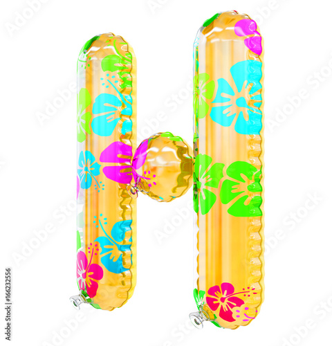 "H" letter shaped inflatable swim ring, 3d rendering