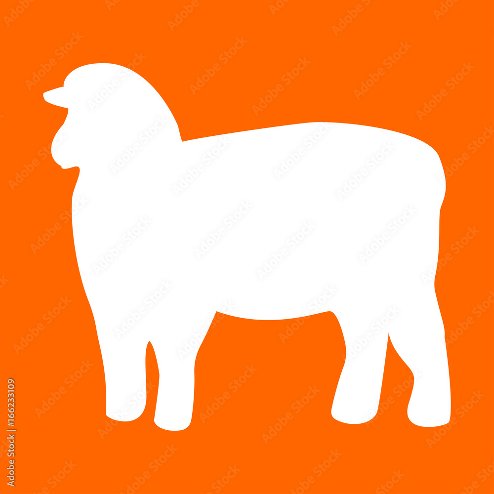 Sheep silhouette white icon . Sheep silhouette white icon .