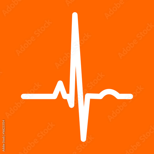 Heart rhythm ekg white icon .
