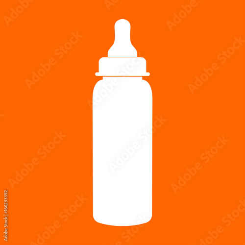 Baby bottle symbol white icon .