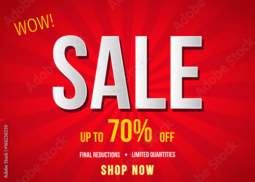 Sale banner on red background.