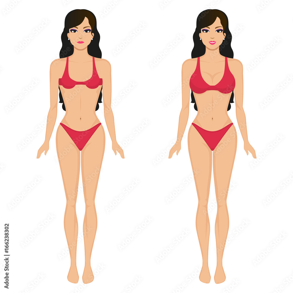 Vector cartoon girl breasts before and after Vector cartoon girl breasts before and after