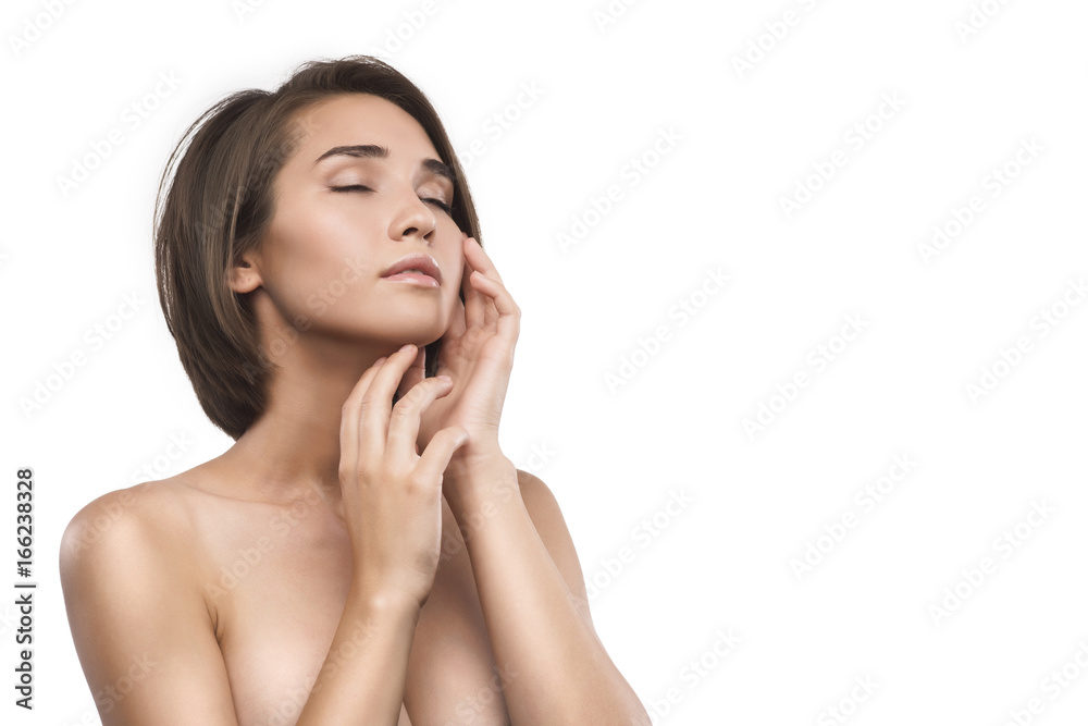 Attractive asian-caucasiam girl face for beauty products Attractive asian-caucasiam girl face for beauty products