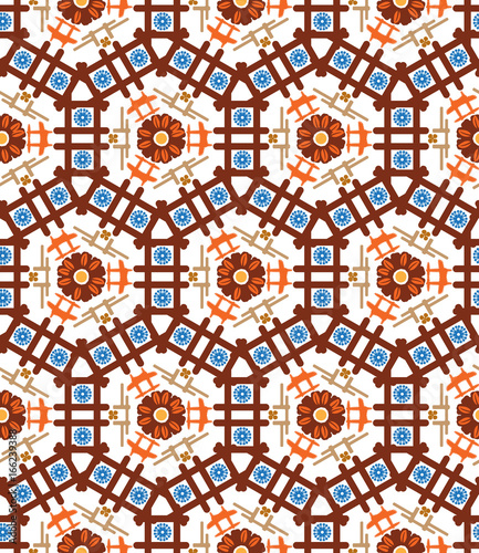 Abstract geometric pattern, floral background.