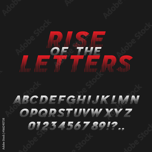 Movie Poster Style Bold Italic Font. Sans Serif Typeface. Letters, Numbers, Punctuation Marks. Latin Alphabet. Vector.