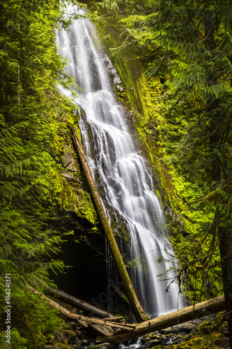 big cascading waterfall in the pacific northwest 