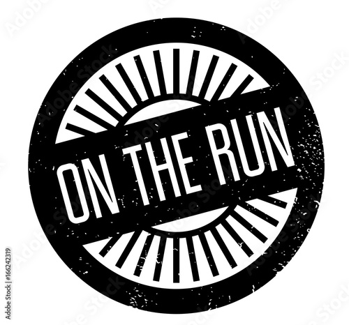 On The Run rubber stamp. Grunge design with dust scratches. Effects can be easily removed for a clean, crisp look. Color is easily changed.