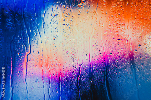 Raindrops on a blurred multicolored background