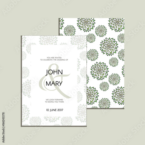 Vector invitation with handmade floral elements. Modern Wedding collection. Thank you card, save the date cards, menu, flyer, banner template.