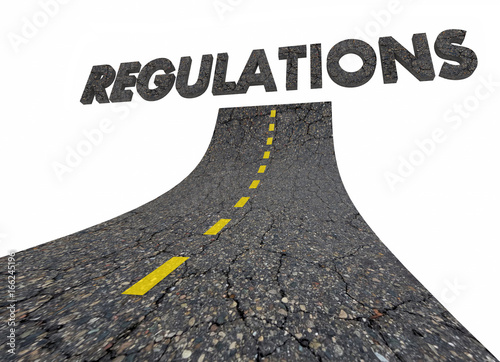 Canvas Print Reguations Government Regulated Rules Road Word 3d Illustration