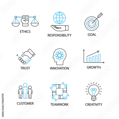 Modern Thin Line Icon and Pictogram, Business Core Value Concept, Flat thin line designed vector Illustrator