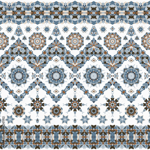 Seamless ethnic patterns for border. Repeated oriental frieze motif for fabric or paper design.