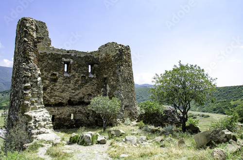 Remains of the wall near the Jvari Orthodox monastery near Mtskheta, eastern Georgia photo