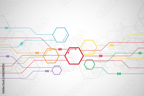 Abstract colorful hexagon background , Technology polygonal concept