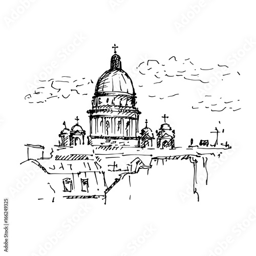 Saint Isaac's Cathedral. St.Petersburg, Russia. Sketch. Vector illustration. 