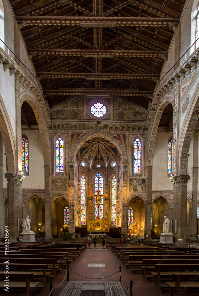 The interior of the Basilica of Santa Croce