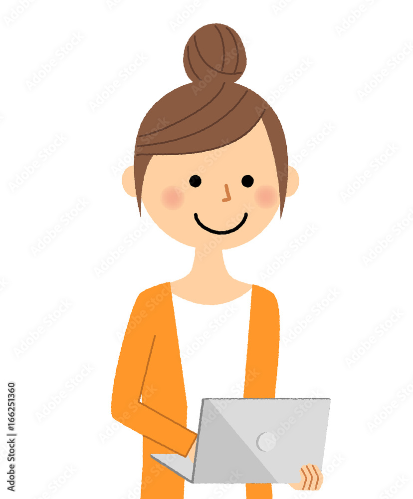 若い女性 ママ ノートPC 若い女性 ママ ノートPC