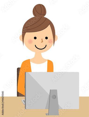 若い女性　ママ　PC