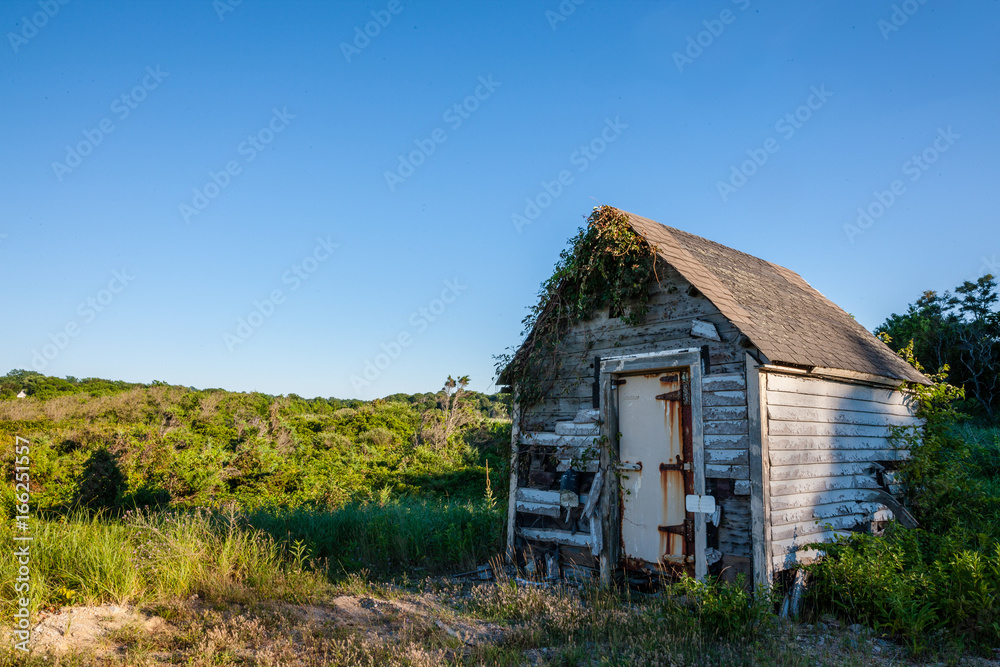 Obraz premium old shack next to countryside