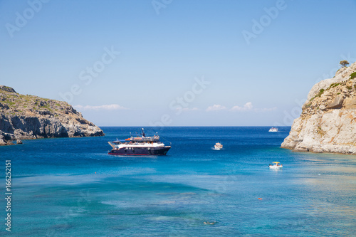 Anthony Quinn Bay, Rhodes in Faliraki. Beautiful beach on the island of Rhodes. One of the most beautiful bays in the city of Faliraki, Greece.