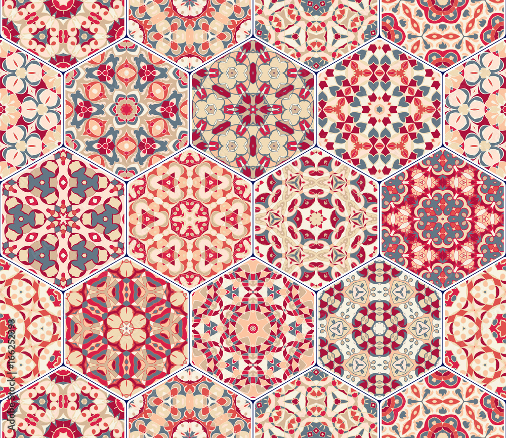 Vector set of hexagonal patterns. Vector set of hexagonal patterns.