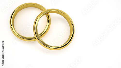 3d render of gold wedding rings from top