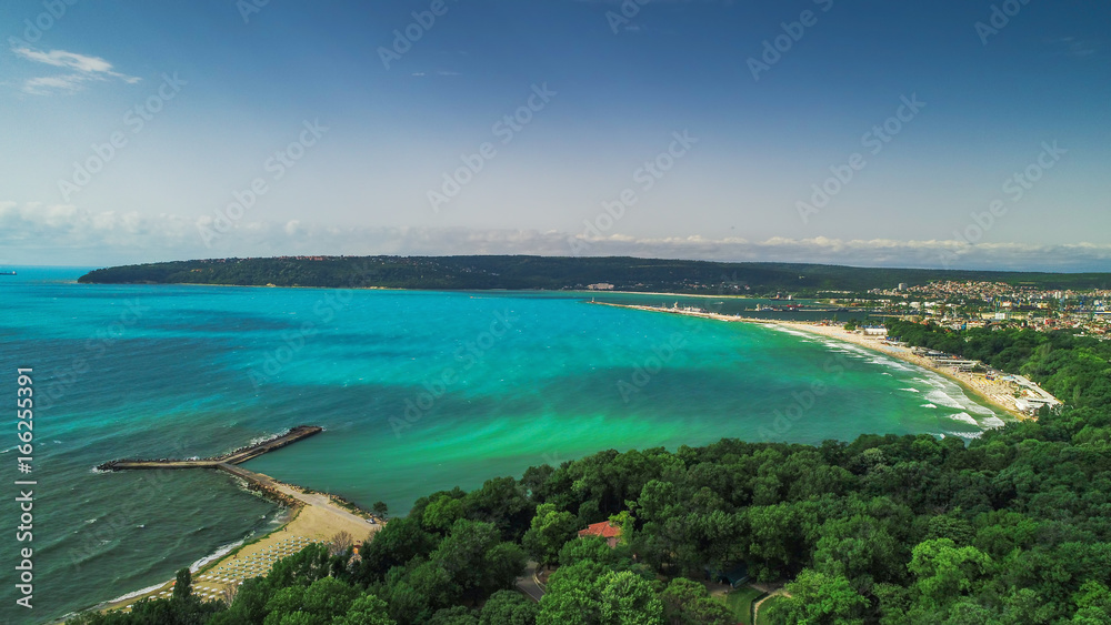 Varna summer time, beautiful aerial view above sea garden