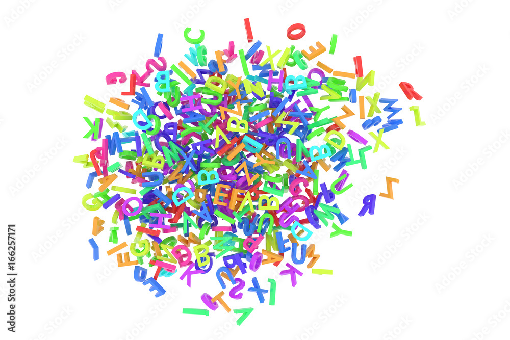 Stack of colorful alphabets letters from A to Z for education or learning conceptual, isolated on white background, 3D rendered image Stack of colorful alphabets letters from A to Z for education or learning conceptual, isolated on white background, 3D rendered image