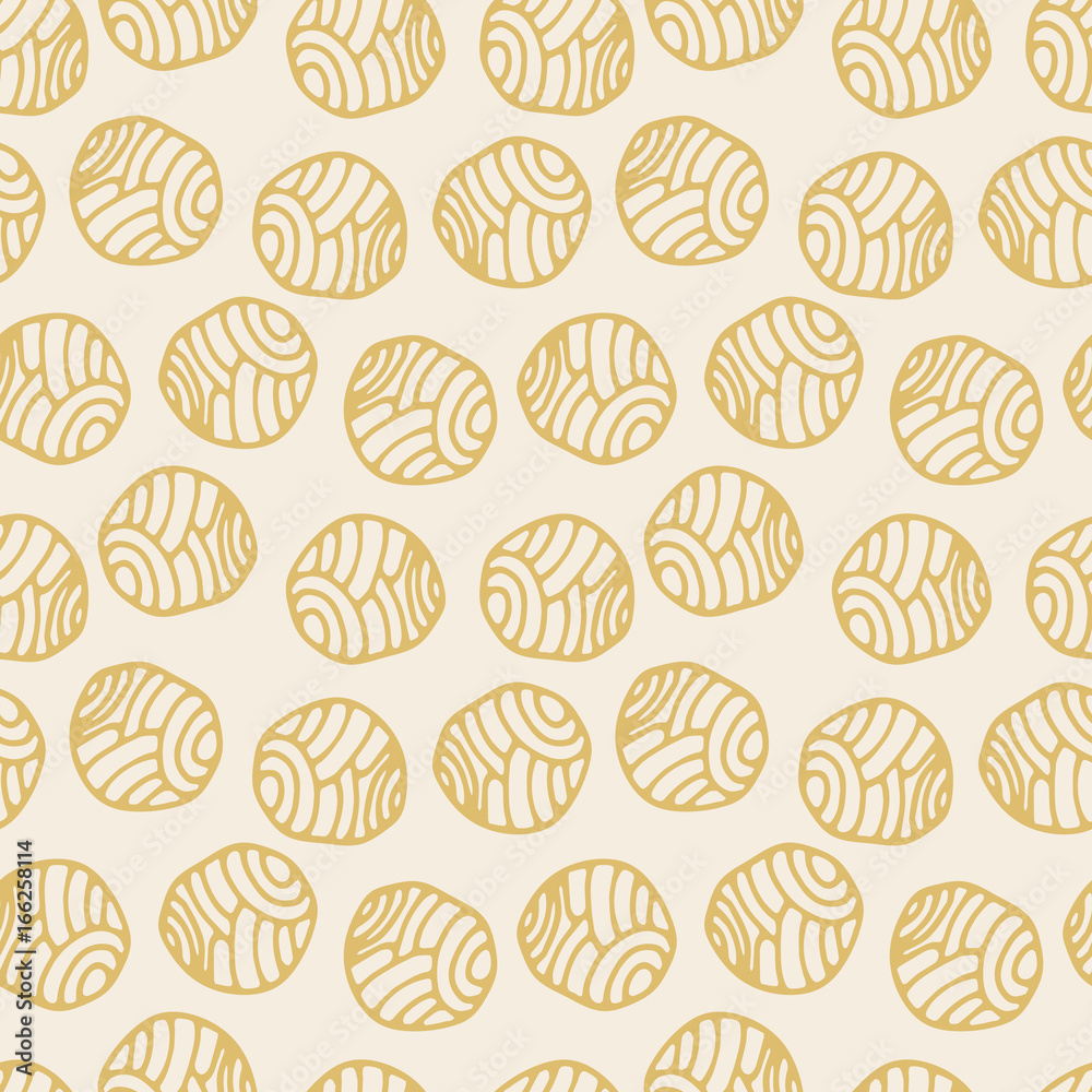 Seamless abstract background with yellow hand drawn doodle circles. Infinity geometric pattern. Vector illustration. Seamless abstract background with yellow hand drawn doodle circles. Infinity geometric pattern. Vector illustration.
