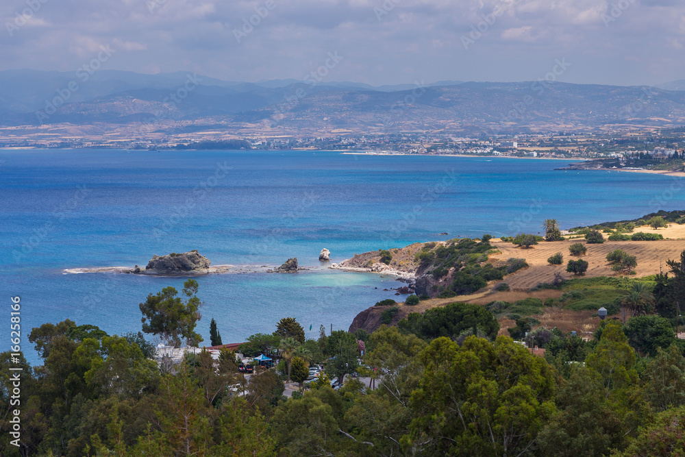 Sea view from the peninsula of Akamos. The town Latsi in the background. Cyprus Sea view from the peninsula of Akamos. The town Latsi in the background. Cyprus