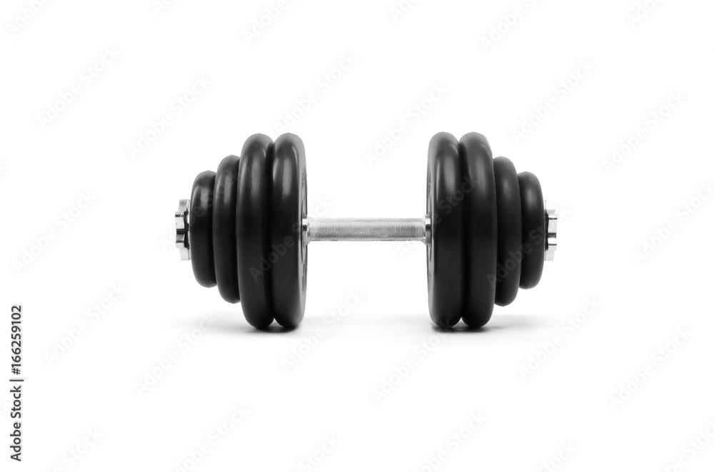 black gym dumbbell isolated on white black gym dumbbell isolated on white
