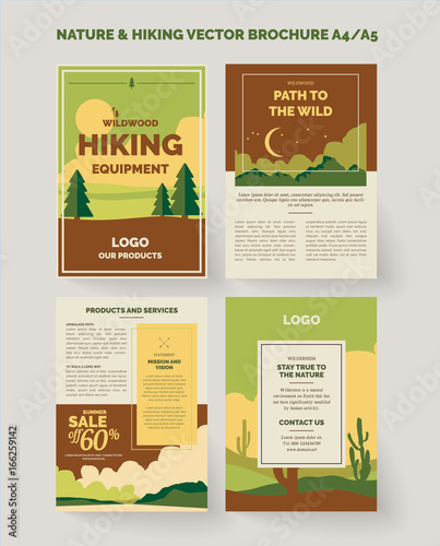 Nature and outdoors vector design template a4 or a5 size for brochure and flyer