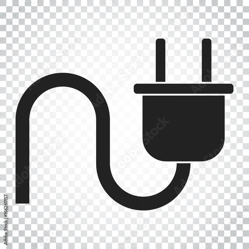 Plug vector icon. Power wire cable flat illustration. Simple business concept pictogram on isolated background.