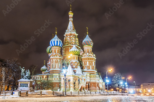 Night view of the Basil's Cathedral In Moscow