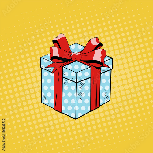 Gift box. Illustration in pop art style