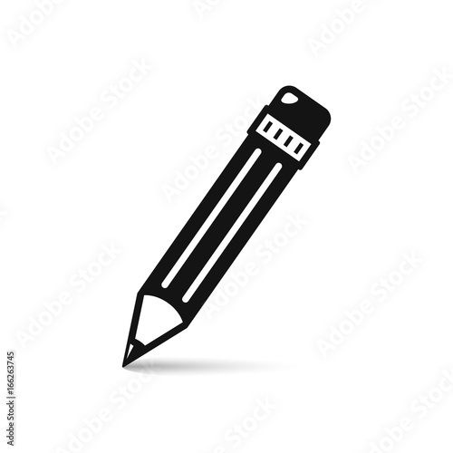Pencil icon. Vector isolated simple black pencil symbol