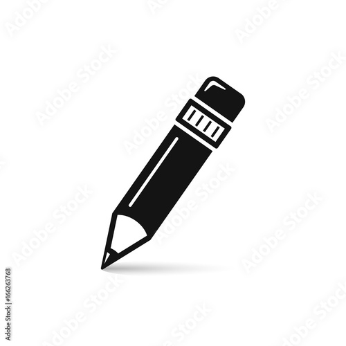 Pencil icon. Vector isolated simple black pencil symbol