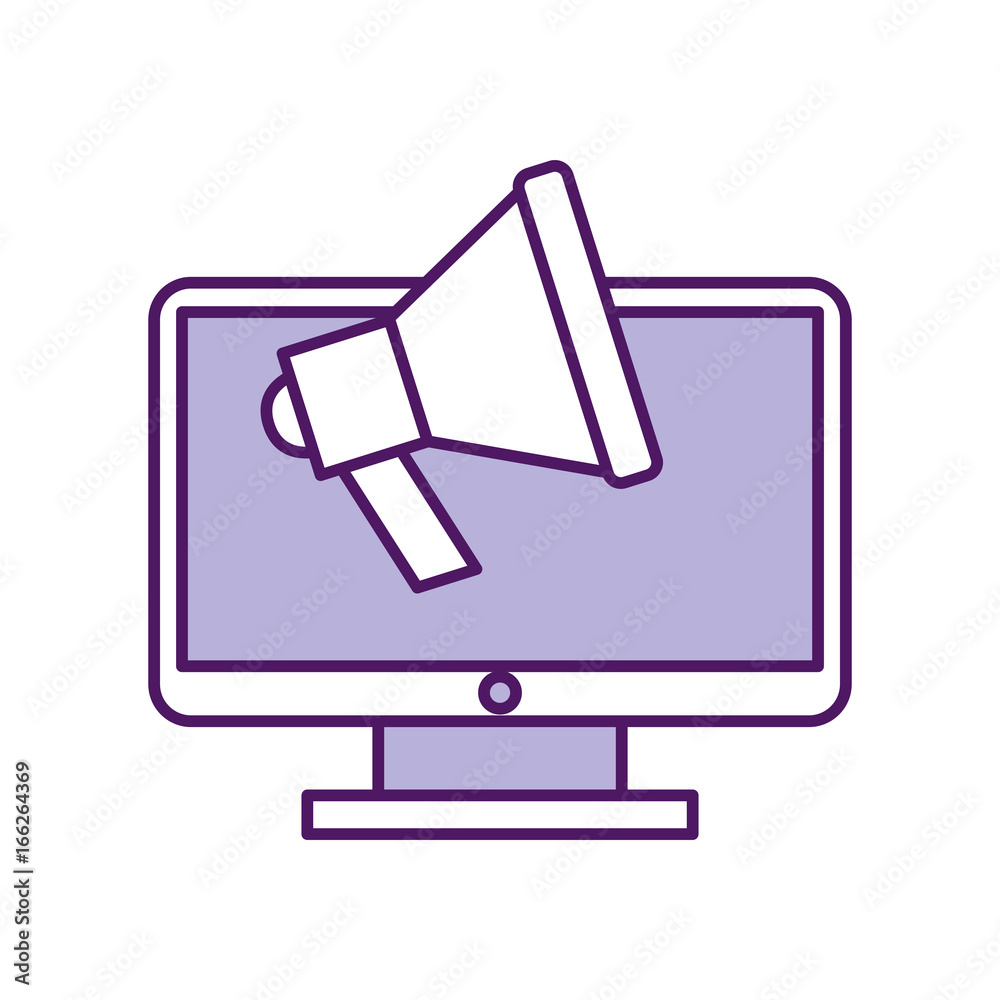 computer desktop with megaphone