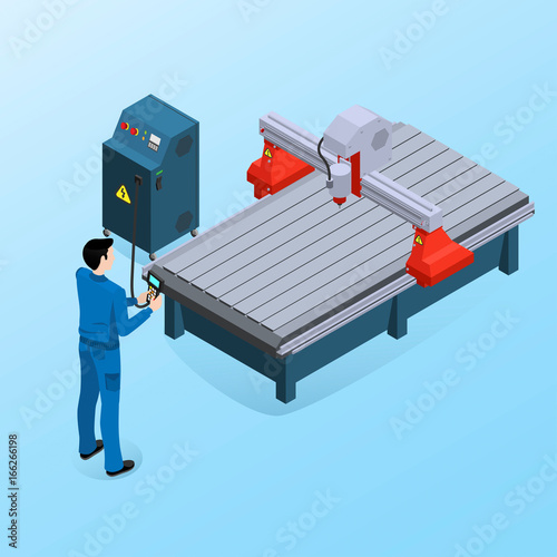 Operator cnc milling machine, modern machine for computer milling