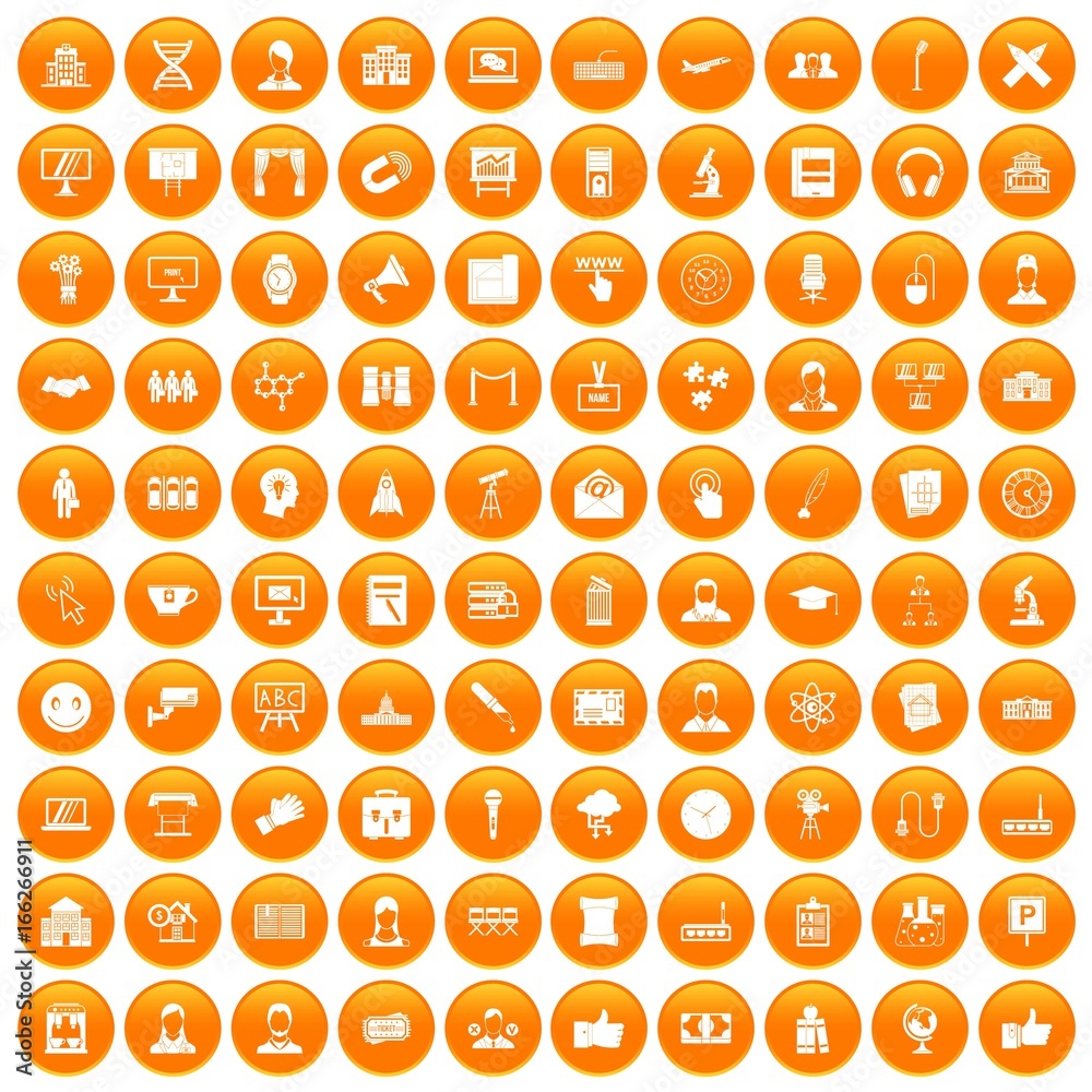 100 conference icons set orange 100 conference icons set orange