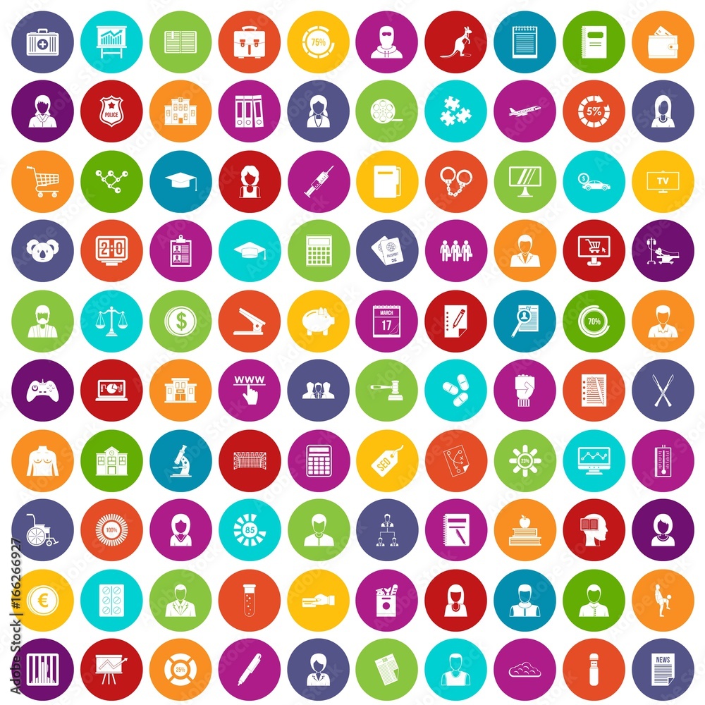 100 statistic data icons set color 100 statistic data icons set color