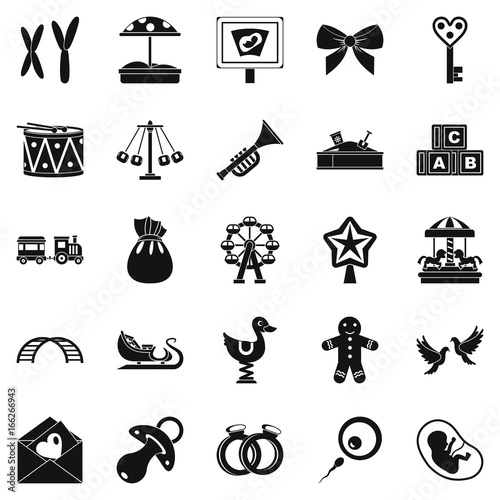 Bairn icons set, simple style
