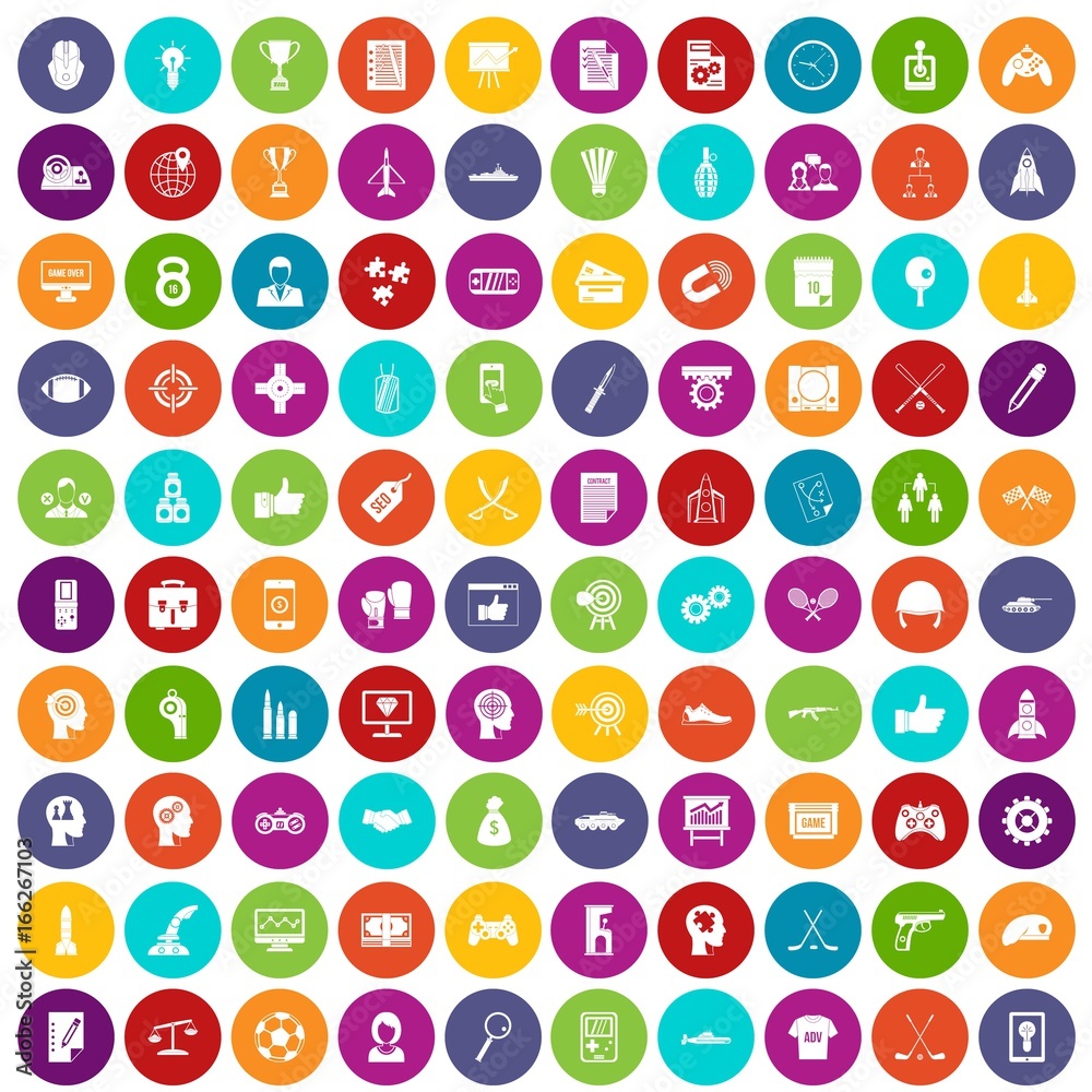 100 strategy icons set color 100 strategy icons set color