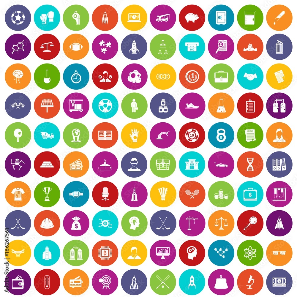 100 success icons set color 100 success icons set color