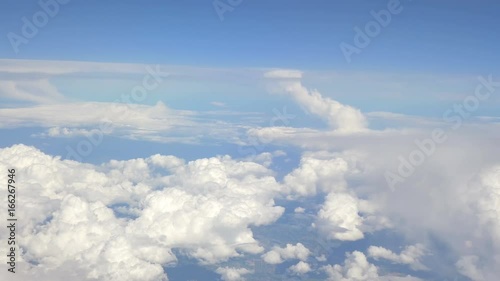 High quality aerial shot above the clouds of mountains in 4K photo