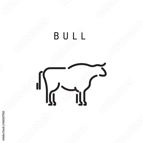 Vector of bull design outline on white background. Farm Animals, Vector illustration.
