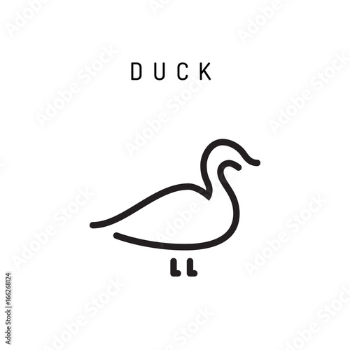 duck icon vector outline silhouette isolated on white background