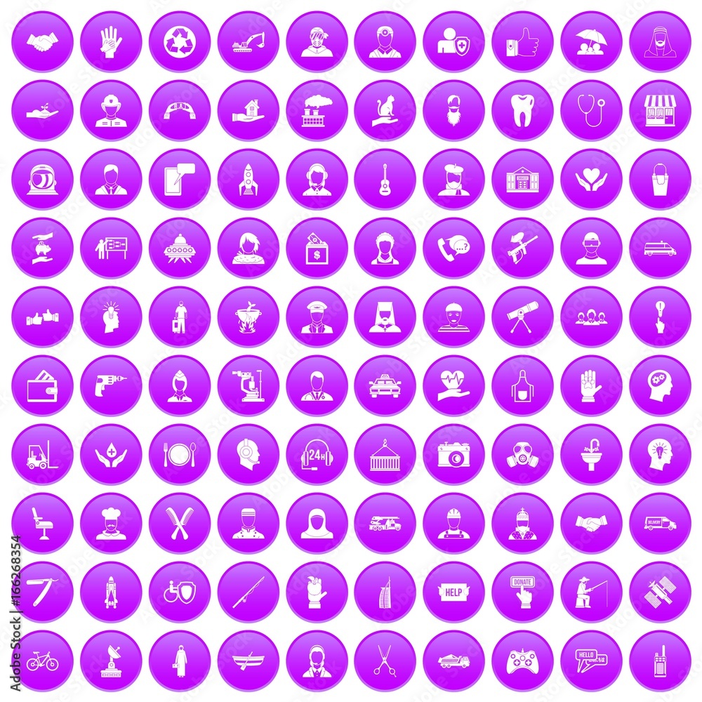 100 human resources icons set purple 100 human resources icons set purple